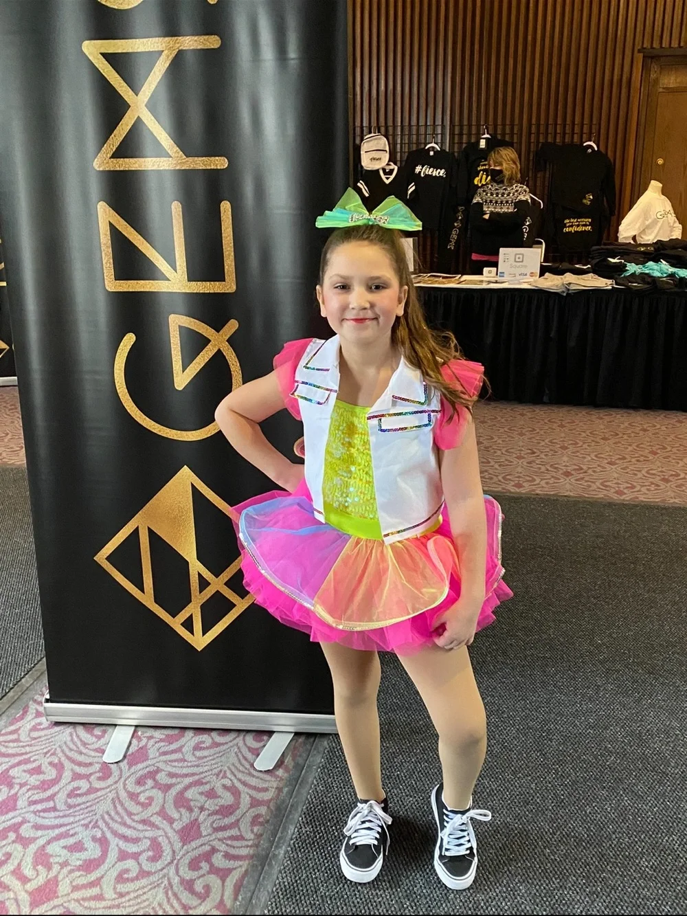 Weissman Neon Green and Hot Pink Tulle Dance Costume